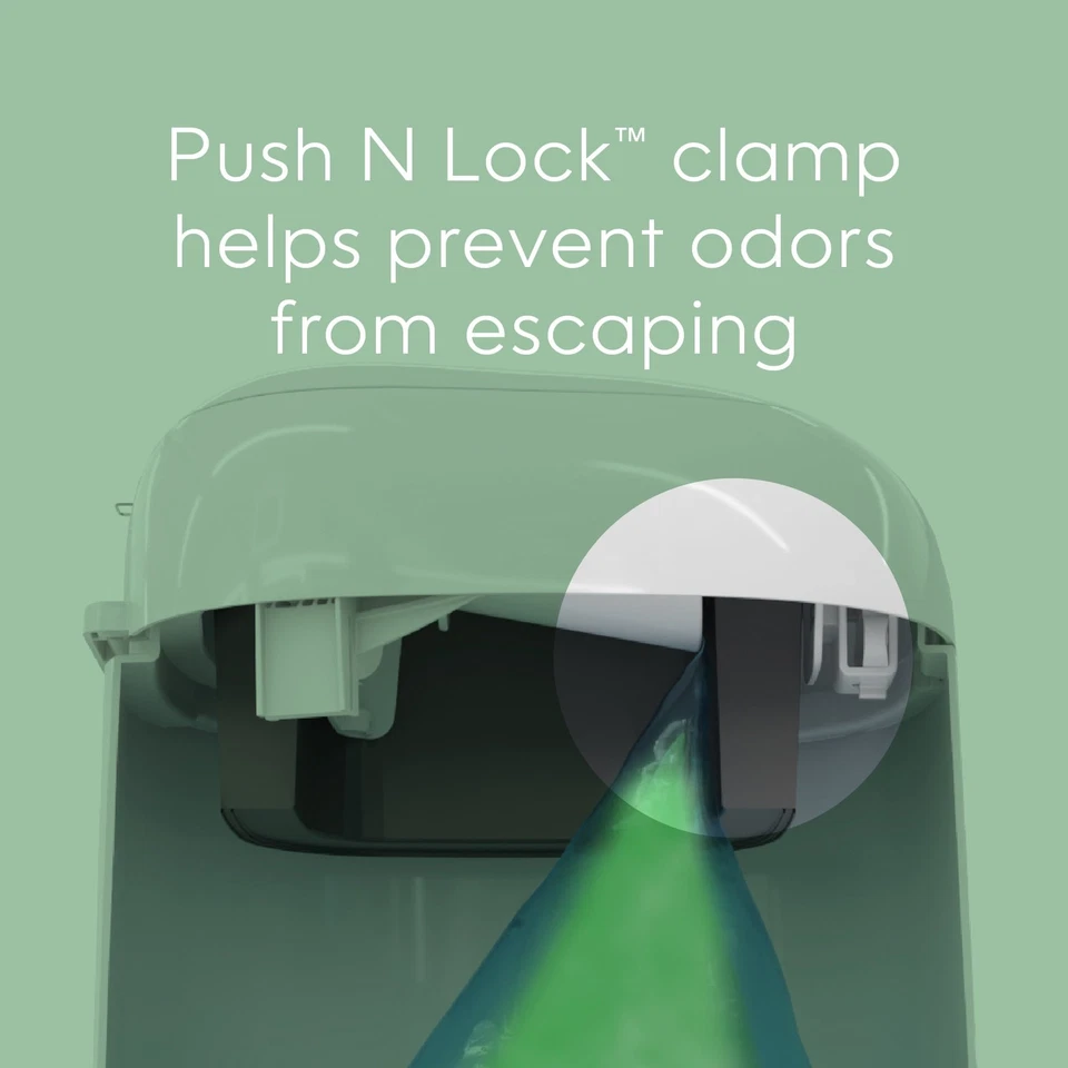 Cubo clásico Pañal Genie, blanco, 1 cubo de pañales, 1 recarga cuadrada - 165 quilates Foto 3 de 4