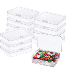 12 Pcs Mini Plastic Storage Containers Box with Lid, 5x4x1.3 Inches Clear Rectan