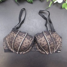 DKNY Bra Women's 32C Black Nude Lace Underwire Padded Adjustable Straps