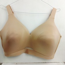 Lane Bryant Cacique Tan Bra 42F Wireless Lightly Lined Mesh Insert Comfort Strap