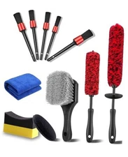 11Pcs Wheel Tire Cleaning Car Detailing Rim Brush Kit, Including Bendable 