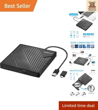 High-Speed USB 3.0 External CD/DVD Burner for Windows & Mac - Plug & Play