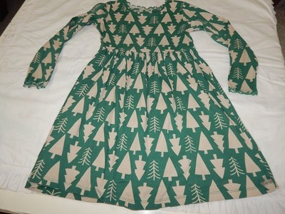 Hanna Andersson Girls size 140cm 10 Years Tan and Green Lettuce Edge Drop Waist