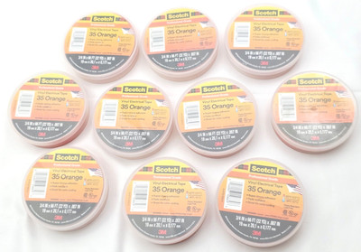 Lot of 10 Rolls 3M 35 Orange 3/4'' x 66 ft Vinyl Electrical Phase Tape