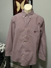 CHAPS BURGUNDY GIGHAM CHECK EASY CARE LS SHIRT MEDIUM NWT
