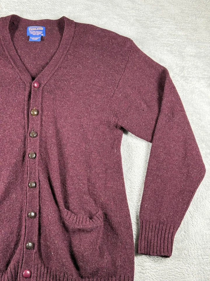 Vintage Pendleton Cardigan Sweater Mens Large Red Shetland Wool Grandpa VTG - Image 3 of 4