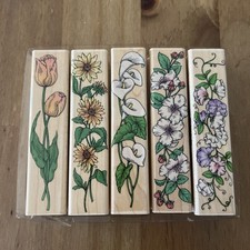 Hero Arts Floral Border Rubber Stamp Set Flowers Tulip Daisy Calla Lily Lot NEW