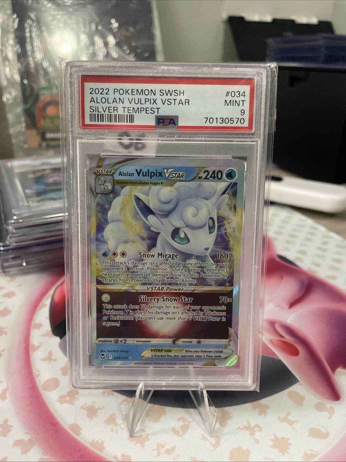 Pokemon Silver Tempest Alolan Vulpix Vstar #034 PSA 9