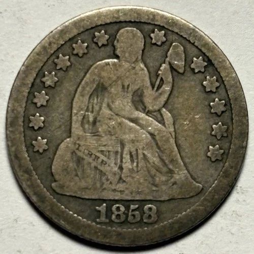 1858-S Seated Liberty Dime — Circulated 🔥 Original Surfaces — Key Date