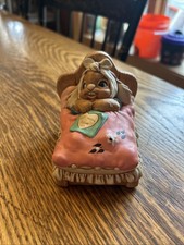 Vintage PENDELPHIN Rabbit Figurine Get well Soon In Bed Made in England