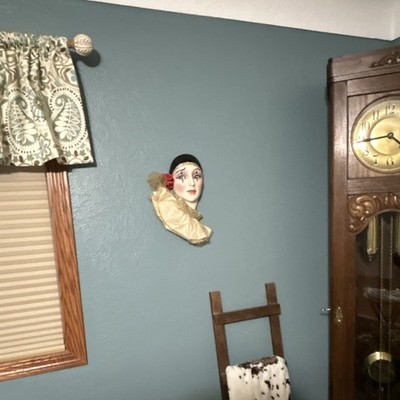 Clay Art Ceramic Fabric Wall Mask Polka Dot Female Head Wall Decor
