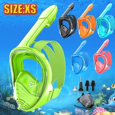 Kids Full Face Snorkel Mask Camera Mount Anti Fog Wide View Beach Summer Gift