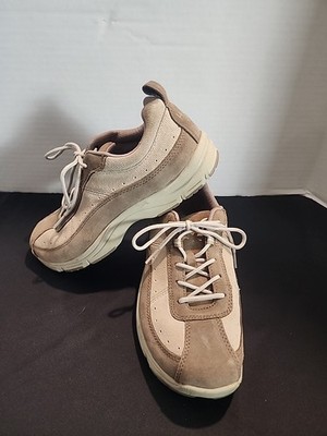 LL Bean Womens Brown Suede Lace Up Walking Shoes 7.5 Wide EUC No Box Priority