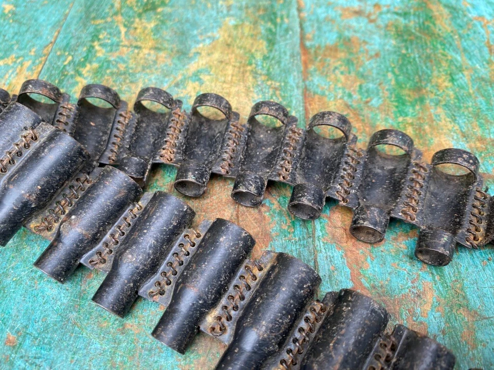 Vintage Iron Hand Forged Military Soldier Used Bullet Belt Empty Collection - Image 4 of 4