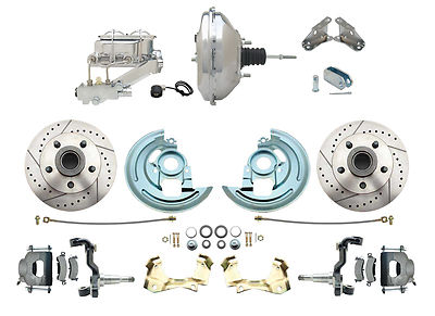 1968-1974 Chevy Nova 11'' Chrome Power Disc Brake Conversion Kit Driled Rotors