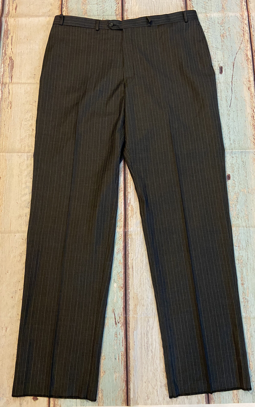 New Lauren Ralph Lauren Men's Gray Pinstripe Wool Dress Pants Unhemmed