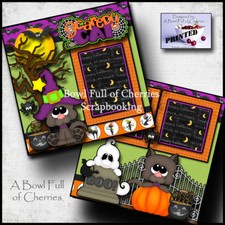 SCAREDY CAT  halloween 2 premade scrapbook pages paper piecing CHERRY 0037