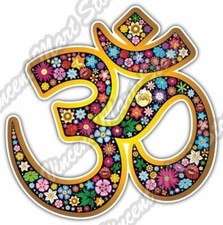 Om Aum Namaste Yoga Symbol Floral Colorful Car Bumper Vinyl Sticker Decal 4.6"