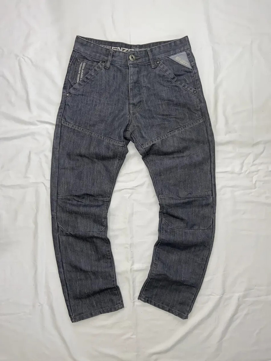 JAPANESE MENS JEANS BUCKLE GREY DENIM PANTS Y2K SZ 30