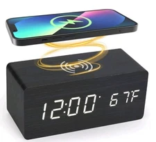 Clock Home D��cor Office Decor Temp Wireless Charging 12/24-Hour