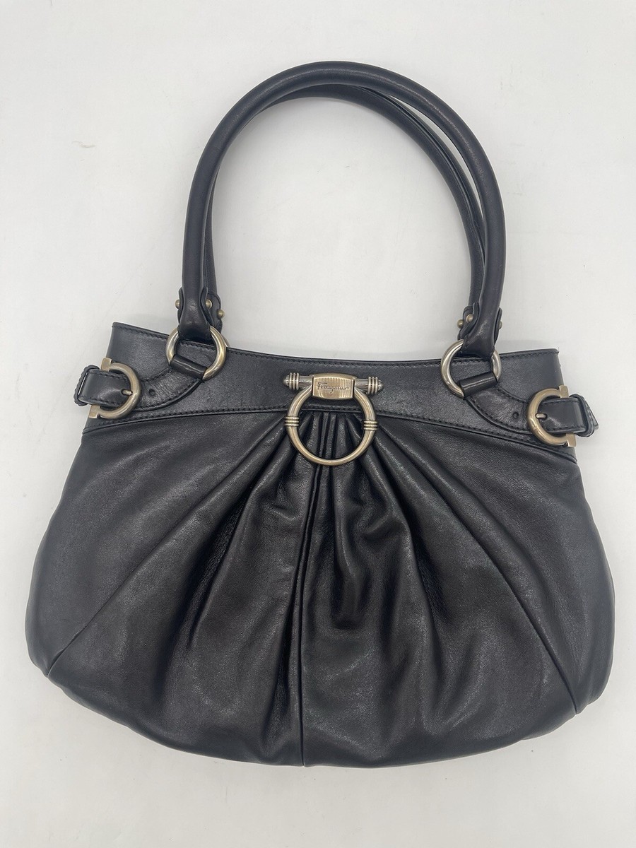 SALVATORE FERRAGAMO Marisa Gancini Shoulder Tote Bag Leather
