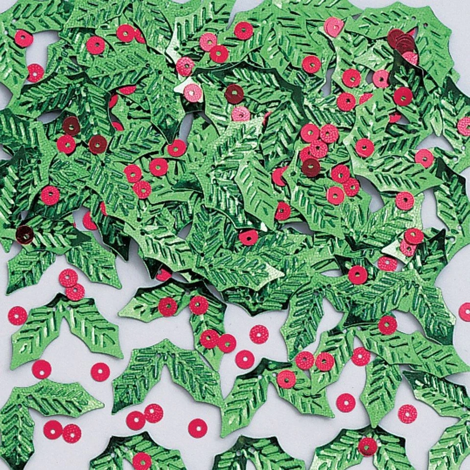 Holly and Berries Foil Confetti .5 oz Christmas - Image 2 of 2