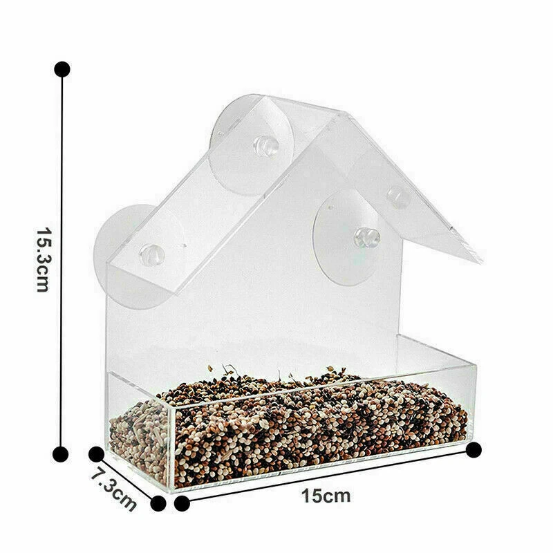 2 x Window Bird Feeder Wild Table Hanging Suction Perspex Clear Viewing Seed Nut - Image 2 of 4