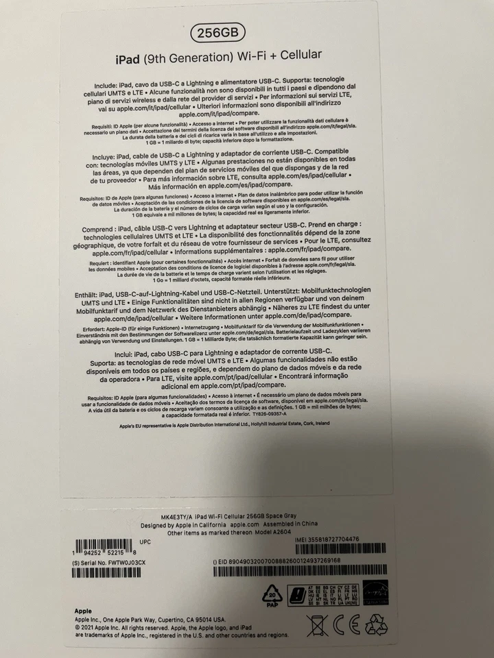 Apple iPad 9.ª Gen. 256GB, Wi-Fi, 10,2" - Gris espacial - Imagen 4 de 4