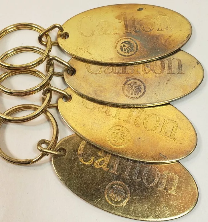 Brass hotel shop key tags