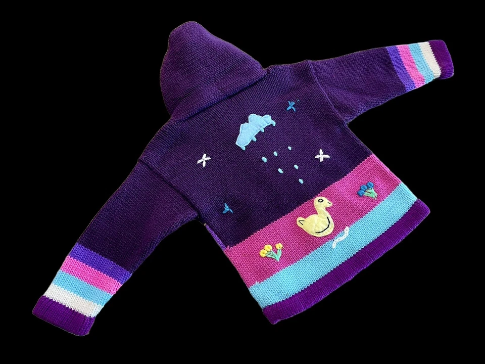 Suéter Grueso Vintage Hecho a Mano Crochet Niño Pequeño Cárdigan Diseño Primavera 2T/3T Foto 4 de 4