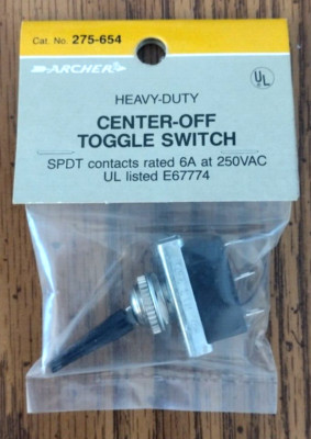 Radio Shack Heavy Duty Center Off Toggle Switch Archer 275-654 6AMP ...