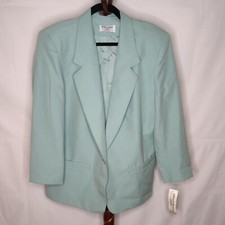 Vintage Alfred Dunner women's 14 lined blazer seafoam collar 1 button NWT