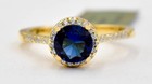 GENUINE 1.48 Cts BLUE & WHITE SAPPHIRE RING .925 Sterling Silver - NEW WITH TAG
