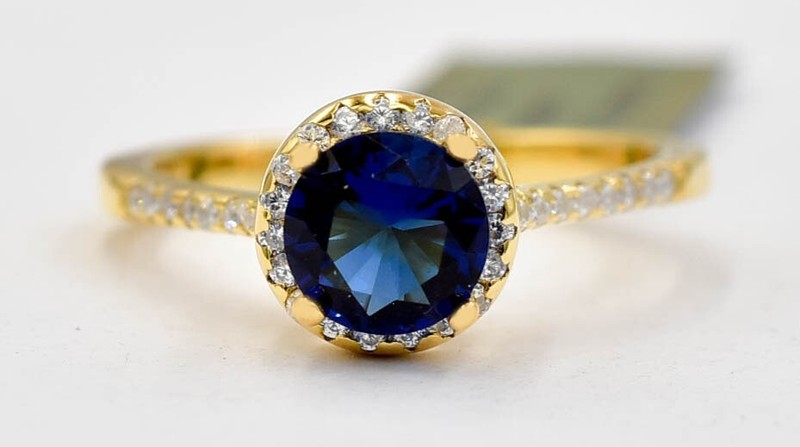 GENUINE 1.48 Cts BLUE & WHITE SAPPHIRE RING .925 Sterling Silver - NEW WITH TAG