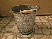  alter Emaille Eimer Email Wassereimer Shabby Chic Vintage gesprenkelt rar antik