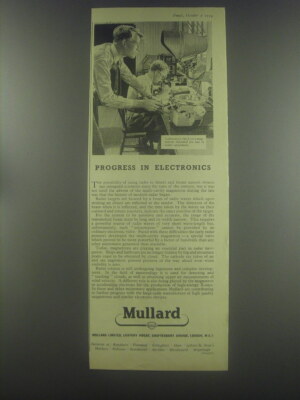 1954 Mullard Magnetrons Ad - Progress in Electronics