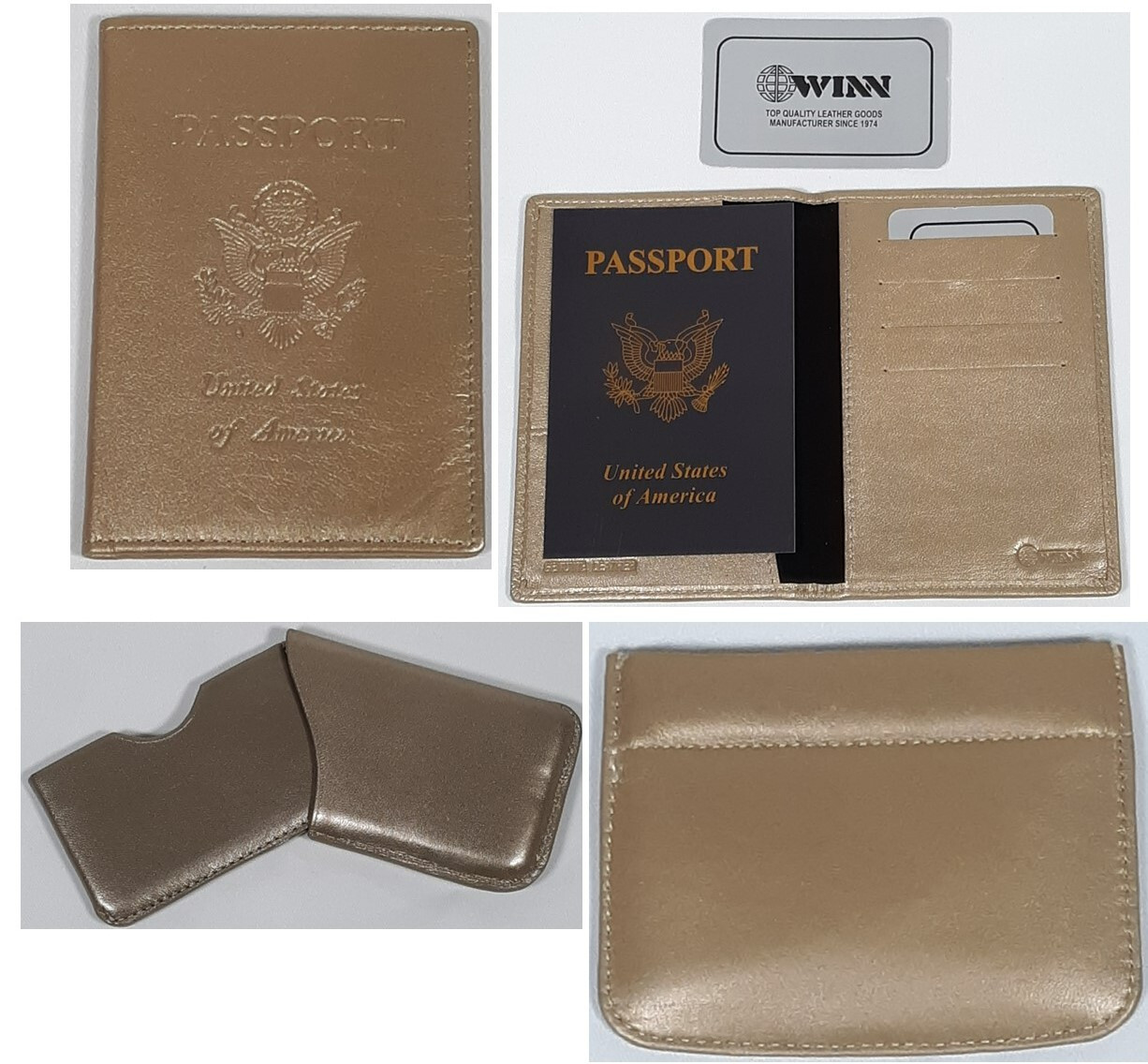 Leather Passport Wallet with Business Card Holder and Coin Purse Set-image