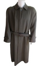 RALPH LAUREN CHAPS Long Wool Overcoat Top Dress Trench Coat Men 44 Belt Buckle