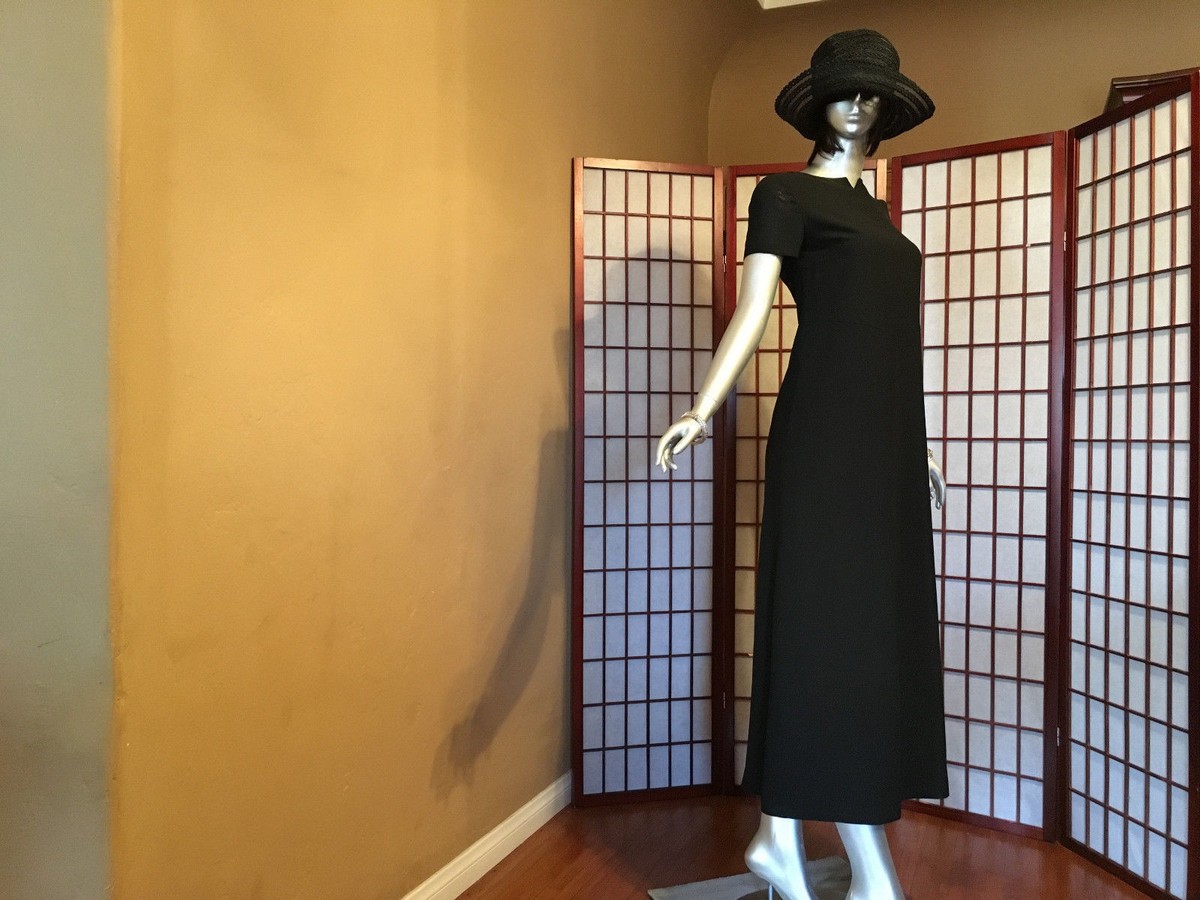 black empire waist dress short Black Crinkled Cotton Flax Fit and Flare Short Empire Dress 46" / Regular (5'2"