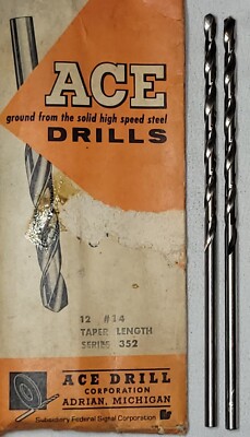 #14 Taper Length Drill Bit Straight Shank HSS 118° Point RH Cut ACE Pack of 2
