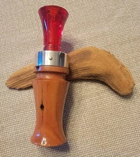 Custom Bloodwood Duck Call With Red Echo Single Reed Insert CA Finish
