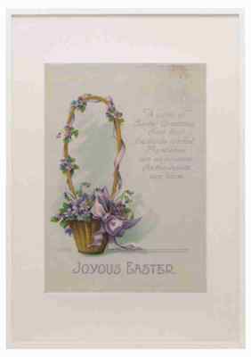 AK 1934 Freudige Ostern mit violettem Korb A3 A4 gerahmter Druck Bild
