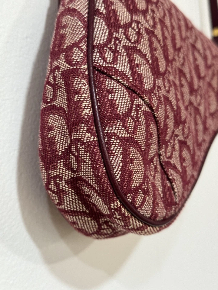 Christian Dior Burdeos Trotter Patrón Sillín Bolso Bolso MC0073 161453 Foto 3 de 4