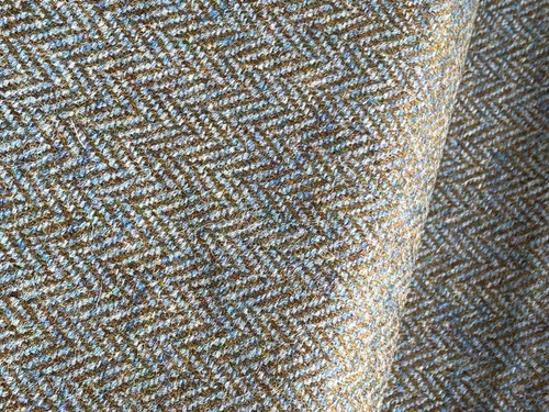 Blue Herringbone Tweed Fabric 80 cm W x 4.5 M L - Picture 5 of 6