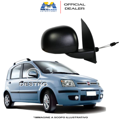 Specchietto Retrovisore Sinistro Meccanico Per Fiat Panda 169 (2009-2011) - Nero, Compatibile Per Sostituzione O Modifica