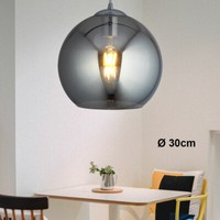 Retro Pendel Leuchte Glas Kugel Rauch Wohn Ess Schlaf Zimmer Decken HäNge Lampe