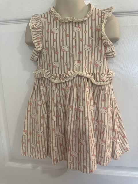 Hello Kitty Girls Multicolor Striped Sleeveless Dress