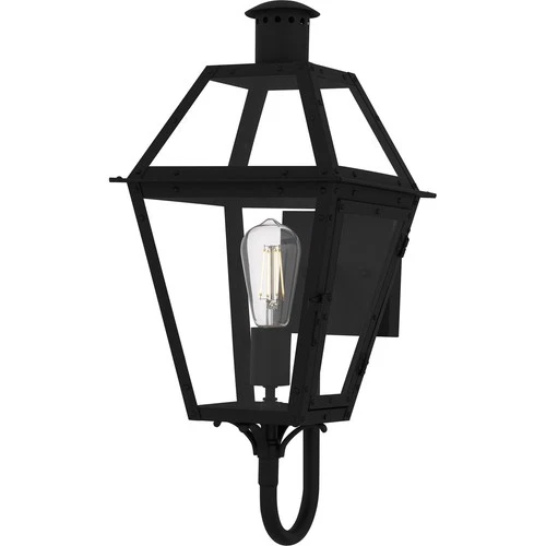 Earth Black  Outdoor Wall Lantern from the Rue De Royal Collection - Picture 1 of 5