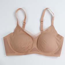 Honeylove Lace Cross Over Bra Size Small Solid Beige Wireless Unlined Adjustable