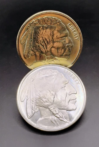 Two Native American Buffalo Silver 999 One (ea) Troy Ounces Golden State SPOT